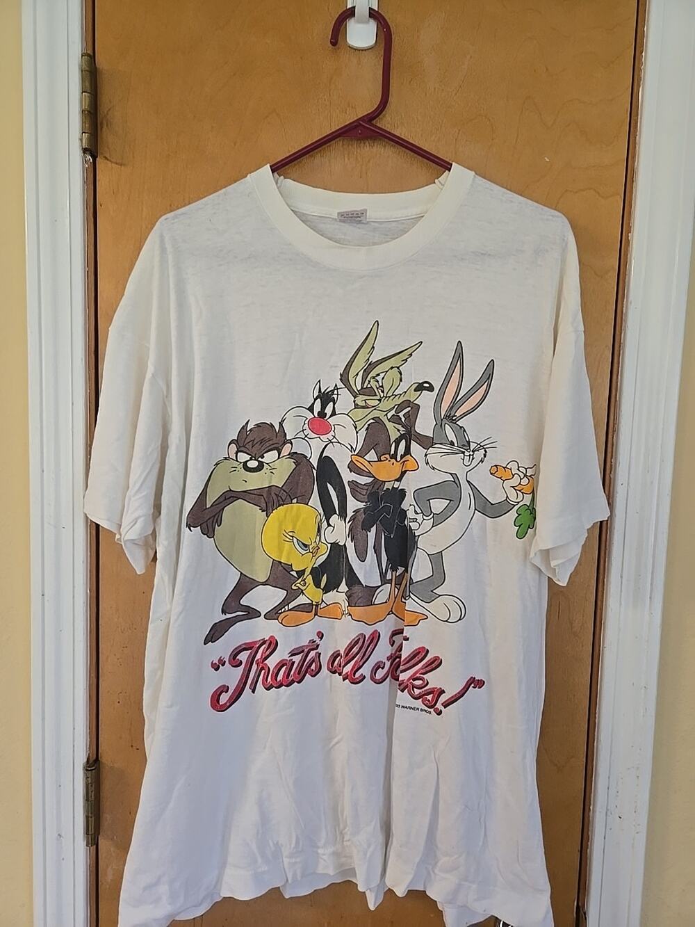 Warner Bros That’s All Folks Looney Tunes Bugs Bunny Shirt '93 Single Stitch XL